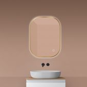 Oltens Nordlis lustro 60x80 cm prostokątne z oświetleniem od tyłu z matą grzewczą złoto szczotkowane 64126810