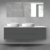 Oltens Vernal zestaw mebli łazienkowych 160 cm z blatem grafit mat/biały połysk 68481000