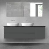 Oltens Vernal zestaw mebli łazienkowych 160 cm z blatem grafit mat/czarny mat 68482400