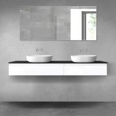 Oltens Vernal zestaw mebli łazienkowych 180 cm z blatem biały połysk/czarny mat 68583000