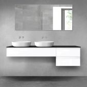 Oltens Vernal zestaw mebli łazienkowych 180 cm z blatem biały połysk/czarny mat 68616000