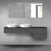 Oltens Vernal zestaw mebli łazienkowych 180 cm z blatem grafit mat/czarny mat 68616400