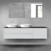 Oltens Vernal zestaw mebli łazienkowych 180 cm z blatem szary mat/czarny mat 68621700