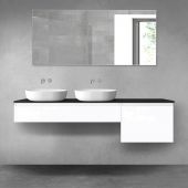 Oltens Vernal zestaw mebli łazienkowych 180 cm z blatem biały połysk/czarny mat 68622000