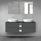 Oltens Vernal zestaw mebli łazienkowych 140 cm z blatem grafit mat/czarny mat 68628400