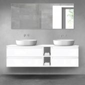 Oltens Vernal zestaw mebli łazienkowych 160 cm z blatem biały połysk 68633000