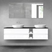 Oltens Vernal zestaw mebli łazienkowych 180 cm z blatem biały połysk/czarny mat 68640000