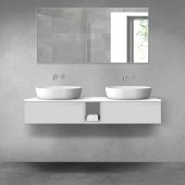 Oltens Vernal zestaw mebli łazienkowych 140 cm z blatem szary mat/biały połysk 68647700