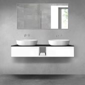 Oltens Vernal zestaw mebli łazienkowych 140 cm z blatem biały połysk/czarny mat 68648000