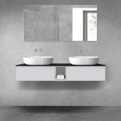 Oltens Vernal zestaw mebli łazienkowych 140 cm z blatem szary mat/czarny mat 68648700