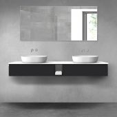 Oltens Vernal zestaw mebli łazienkowych 180 cm z blatem czarny mat/biały połysk 68651300