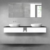 Oltens Vernal zestaw mebli łazienkowych 180 cm z blatem biały połysk/czarny mat 68652000