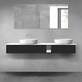 Oltens Vernal zestaw mebli łazienkowych 180 cm z blatem czarny mat/biały połysk 68659300