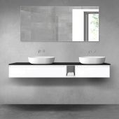 Oltens Vernal zestaw mebli łazienkowych 180 cm z blatem biały połysk/czarny mat 68660000