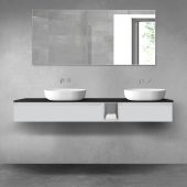 Oltens Vernal zestaw mebli łazienkowych 180 cm z blatem szary mat/czarny mat 68660700