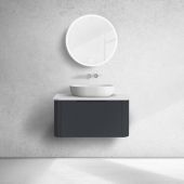 Oltens Hamnes szafka 80 cm podumywalkowa wisząca z blatem czarny mat/biały mat 68670300