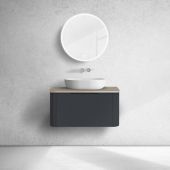 Oltens Hamnes szafka 80 cm podumywalkowa wisząca z blatem czarny mat/dąb 68672300