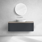 Oltens Hamnes szafka 120 cm podumywalkowa wisząca z blatem czarny mat/dąb 68680300