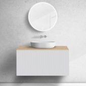 Zestaw Oltens Lun szafka podumywalkowa 100 cm z blatem biały mat/dąb 68689000