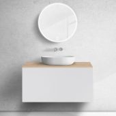 Zestaw Oltens Lun szafka podumywalkowa 100 cm z blatem biały mat/dąb 68693000