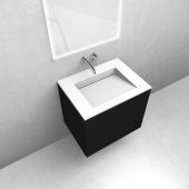 Zestaw Oltens Lun szafka podumywalkowa 60 cm z umywalką Stila LavaForm czarny mat/biały mat 68749300