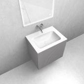 Zestaw Oltens Lun szafka podumywalkowa 60 cm z umywalką Kalla LavaForm kaszmir/biały mat 68769900