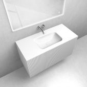 Zestaw Oltens Lun szafka podumywalkowa 100 cm z umywalką Kalla LavaForm biały mat 68775000