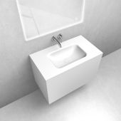 Zestaw Oltens Lun szafka podumywalkowa 80 cm z umywalką Kalla LavaForm biały mat/biały połysk 68782000