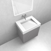 Zestaw Oltens Lun szafka podumywalkowa 60 cm z umywalką Stila LavaForm kaszmir/biały połysk 68788900