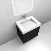 Zestaw Oltens Lun szafka podumywalkowa 60 cm z umywalką Stila LavaForm czarny mat/biały mat 68797300