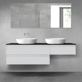 Oltens Vernal zestaw mebli łazienkowych 160 cm z blatem szary mat/czarny mat 68350700