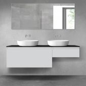 Oltens Vernal zestaw mebli łazienkowych 160 cm z blatem szary mat/czarny mat 68354700