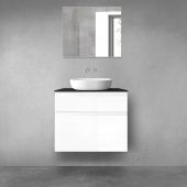 Oltens Vernal zestaw mebli łazienkowych 80 cm z blatem biały połysk/czarny mat 68231000