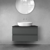 Oltens Vernal szafka 80 cm podumywalkowa wisząca z blatem grafit mat/czarny mat 68119400