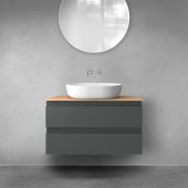 Oltens Vernal szafka 80 cm podumywalkowa wisząca z blatem grafit mat/dąb 68125400