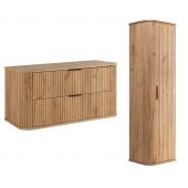 Zestaw Rodan Elegance szafka z blatem 80 cm podumywalkowa wisząca z szafką 139 cm boczną dąb (5906154453875, 5906154450645)