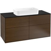 Villeroy & Boch Finion szafka 120 cm podumywalkowa wisząca Walnut Veneer/Glass Black Matt F26200GN