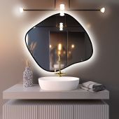 Baltica Design Bright Stain III lustro 50x43 cm czarne barwa światła ciepła z włącznikiem bezdotykowym