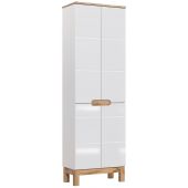 Comad Bali White szafka 187 cm boczna wysoka stojąca dąb/biały połysk BALIWHITE805FSC