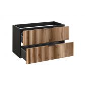 Comad Xilo szafka 100x46 cm podumywalkowa wisząca czarny/dąb XILOBLACKWOTAN82-100-D-2S