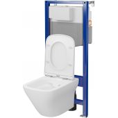 Zestaw Cersanit Larga Square miska WC CleanOn z deską wolnoopadającą i stelaż podtynkowy Aqua 2.0 S701-802