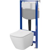 Zestaw Cersanit City Pro squere miska WC CleanOn spłukiwanie wirowe z deską wolnoopadającą i stelaż podtynkowy Aqua 2.0 S701-890
