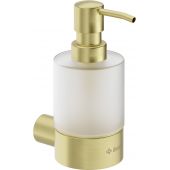 Deante Round dozownik do mydła 200 ml ścienny szkło mleczne/złoty szczotkowany ADRR421
