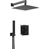 Deante Box Nero zestaw prysznicowy podtynkowy termostatyczny z deszczownicą czarny mat BXYZNEAT