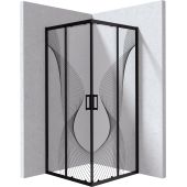 Deante Funkia Evo kabina prysznicowa 90x90 cm kwadratowa czarny mat/szkło ze wzorem fala KYC_NB99P