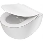 Zestaw Deante Peonia Zero miska WC bez kołnierza z deską sedesową wolnoopadającą slim biały (CDE6ZPW, CDE6SOZ)