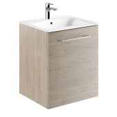 Geberit Selnova Square umywalka z szafką 55 cm zestaw meblowy biały/orzech włoski jasny 501.251.00.1