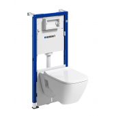 Geberit Duofix Basic stelaż podtynkowy z uszczelką i miską WC Selnova Square Rimfree z deską wolnoopadającą 118.344.00.2