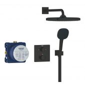 Grohe Vitalio Comfort zestaw prysznicowy podtynkowy termostatyczny z deszczownicą czarny mat 348822430