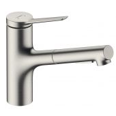 Hansgrohe Zesis M33 bateria kuchenna z wyciąganą wylewką stojąca stal szlachetna optyczna 74800800